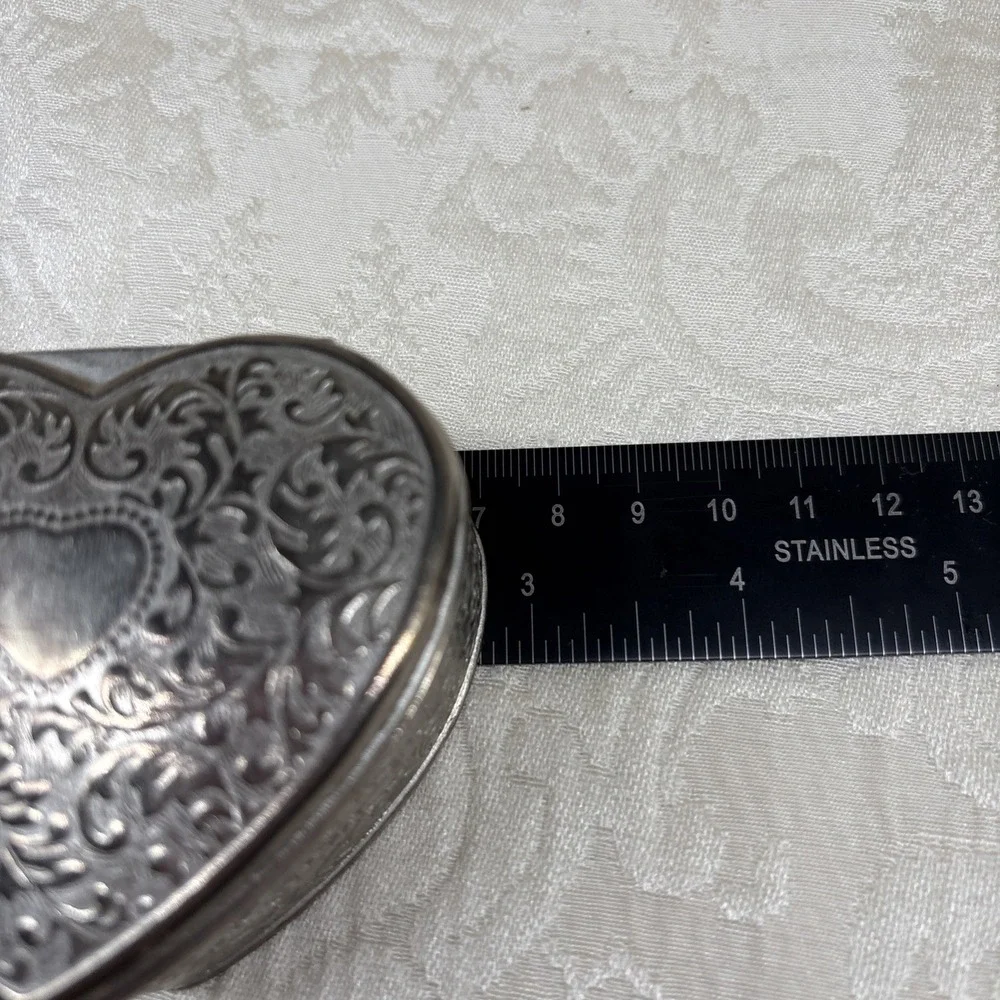 Vintage Heart-Shaped Collectible Box Red Satin Lined Hinged